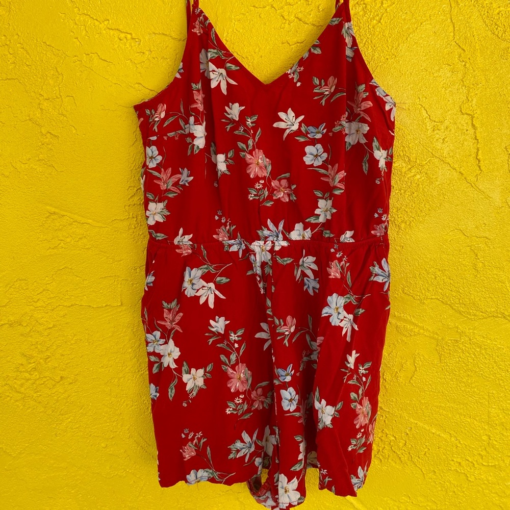 Red w/floral romper